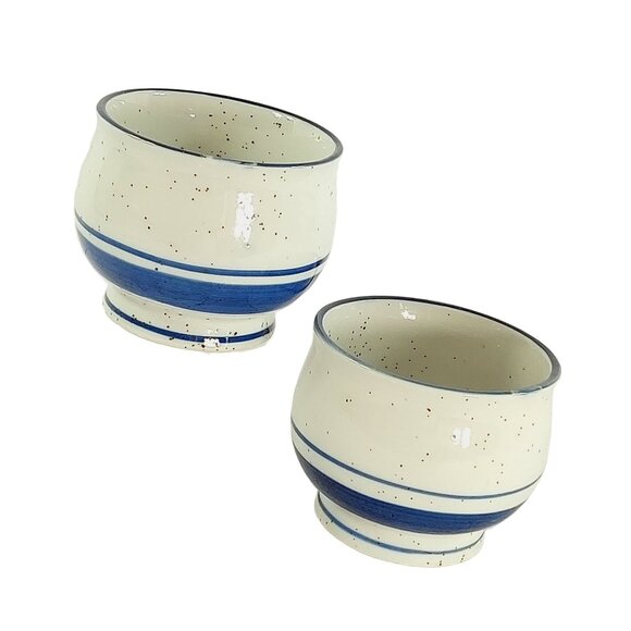 Ceramic Mugs Coffee & Tea Cups for Kitchen Decor Blue & White Speckled 2 pc Set - Picture 6 of 10